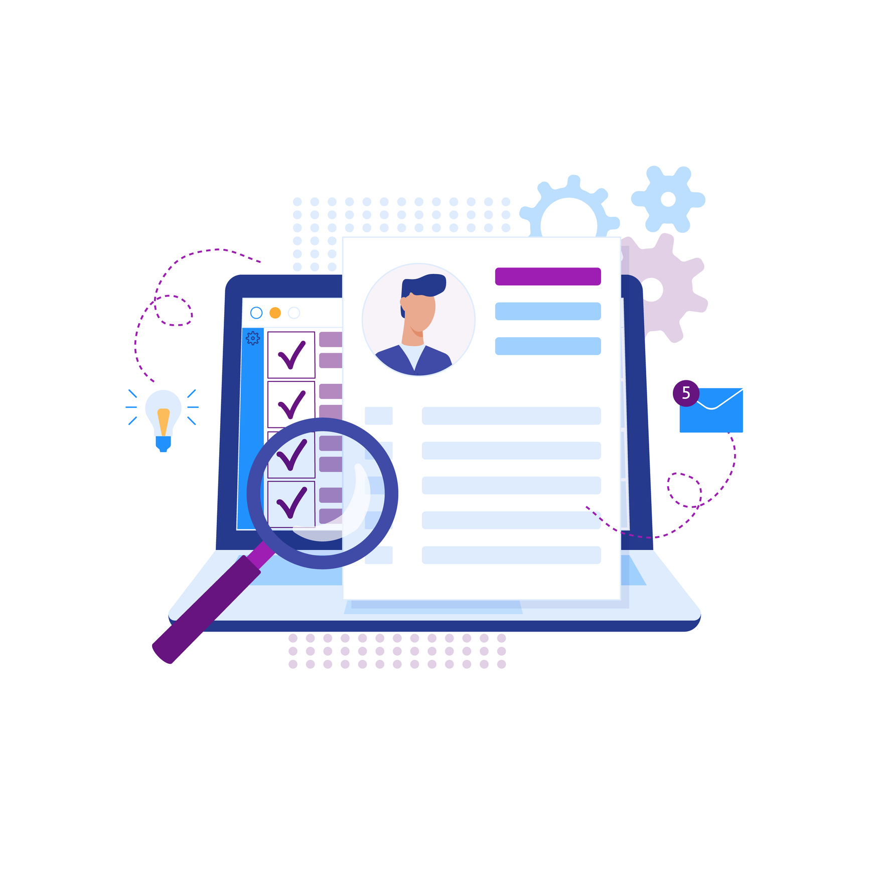 Website header of recruiting and hr concept Modern flat design concept of recruiting. Website header of landing page template. Employer, businessman resources, hr job presentation. Vector illustration